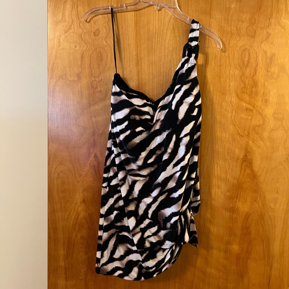 MAGICSUIT Zimbabwe Amal One Shoulder 1-Piece Swim Suit Dress Black Brown Size 14